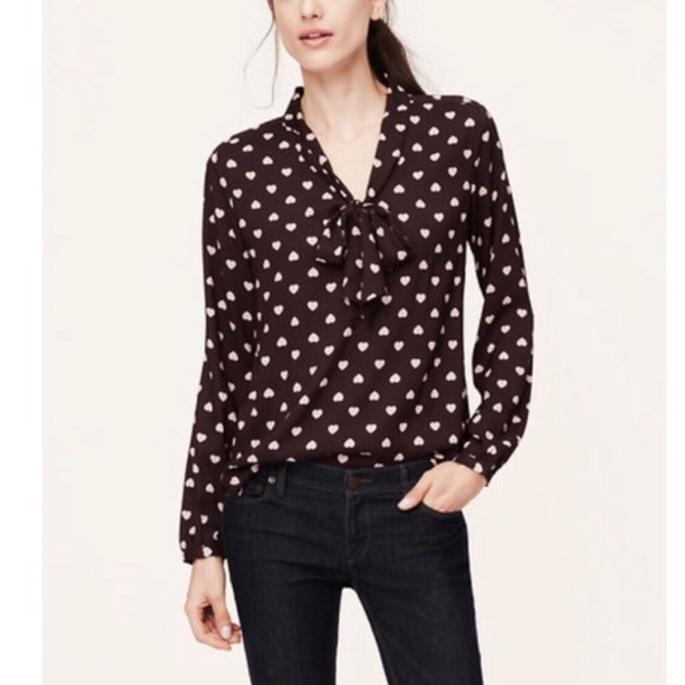 💥SOLD💥Ann Taylor Loft brown heart blouse